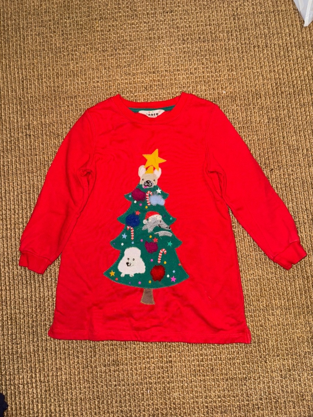 Mini Boden- Christmas sweatshirt dress- size 4-5Y